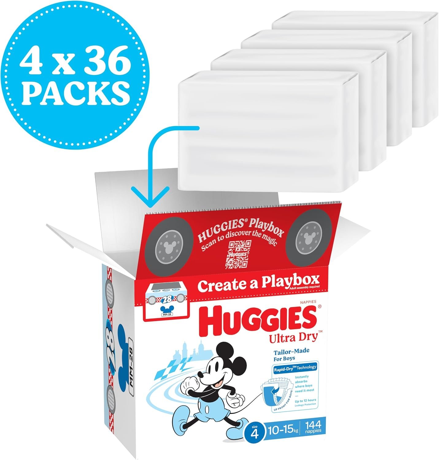 Huggies Ultra Dry Nappies Boys Size 4 (10-15kg) - Image 2