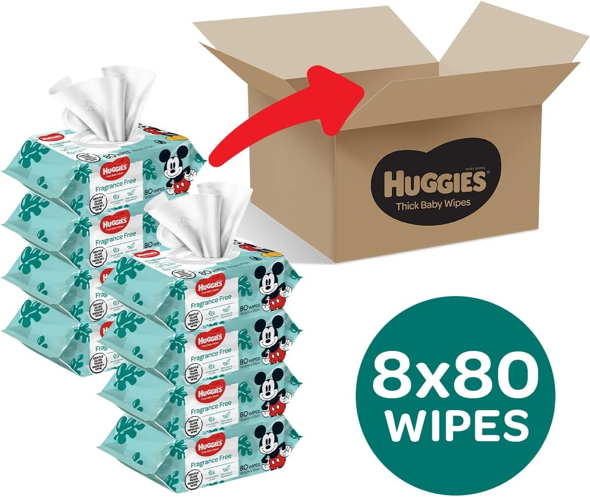 Huggies Gentle Cleanse Baby Wipes Fragrance Free 640 Pack (8 x 80 Pack) - Image 2