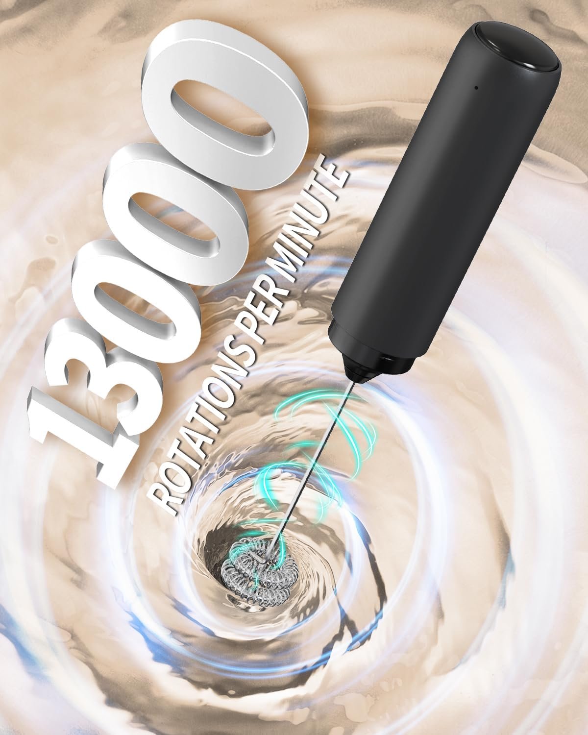 Powerful Double Whisk Milk Frother Handheld Rechargeable Milk - Image 2