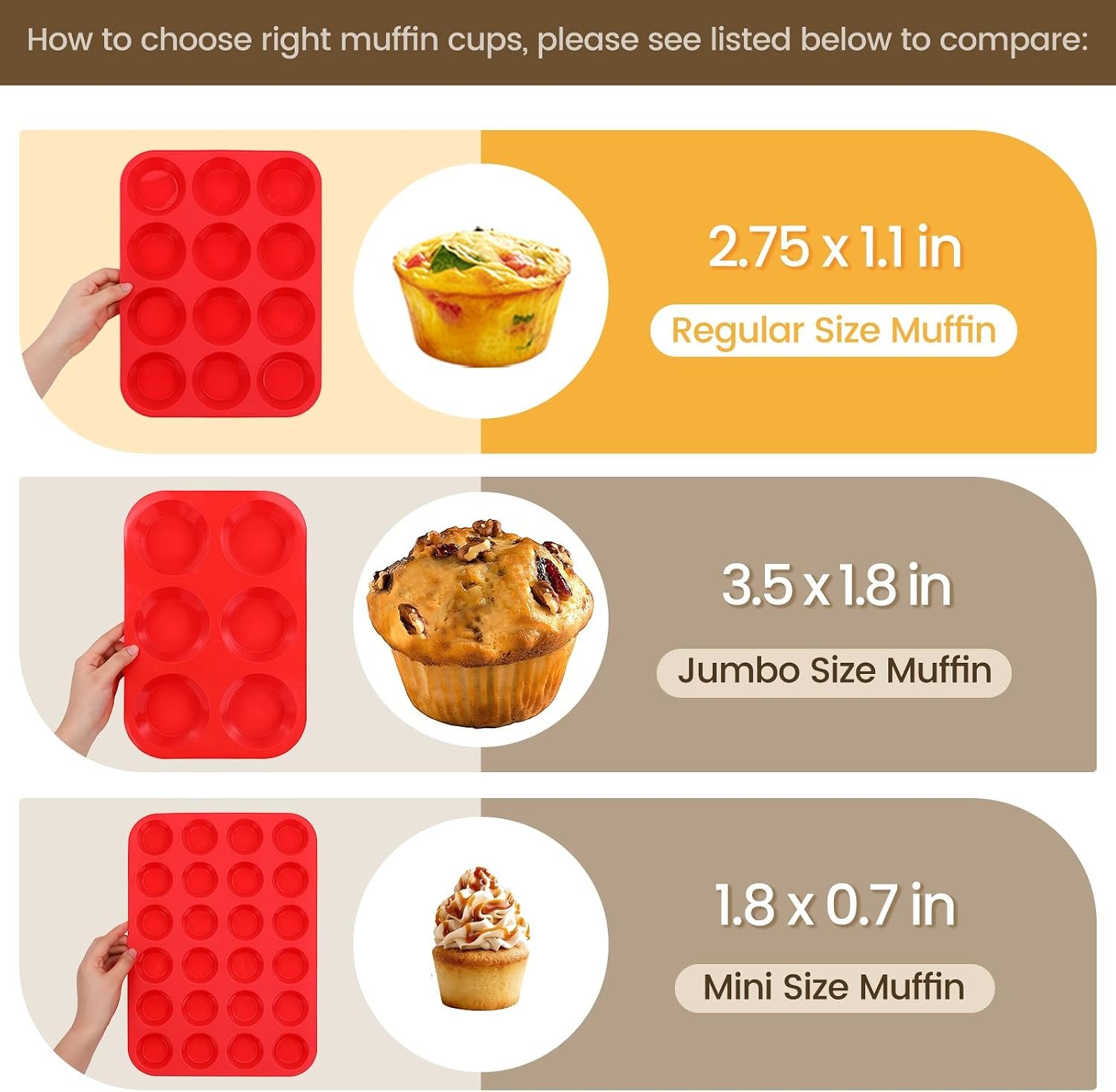 12 Cups Silicone Muffin Pans for Baking Cupcake Pan Nonstick Silicone Molds - Image 2