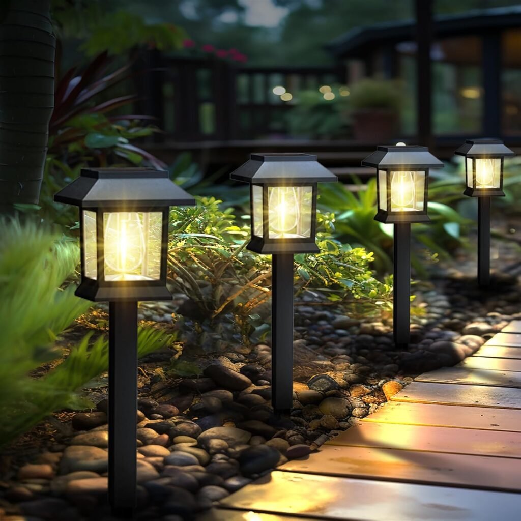 Solar Lights Outdoor,12 Pack 3000K Waterproof Auto On/Off Solar.