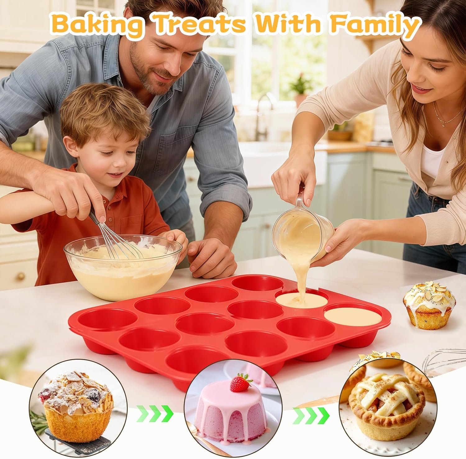 12 Cups Silicone Muffin Pans for Baking Cupcake Pan Nonstick Silicone Molds - Image 4