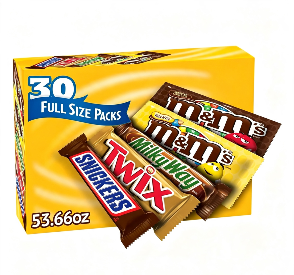 M&M’s, Snickers and More Chocolate Candy Bars, Variety Pack, 30-count