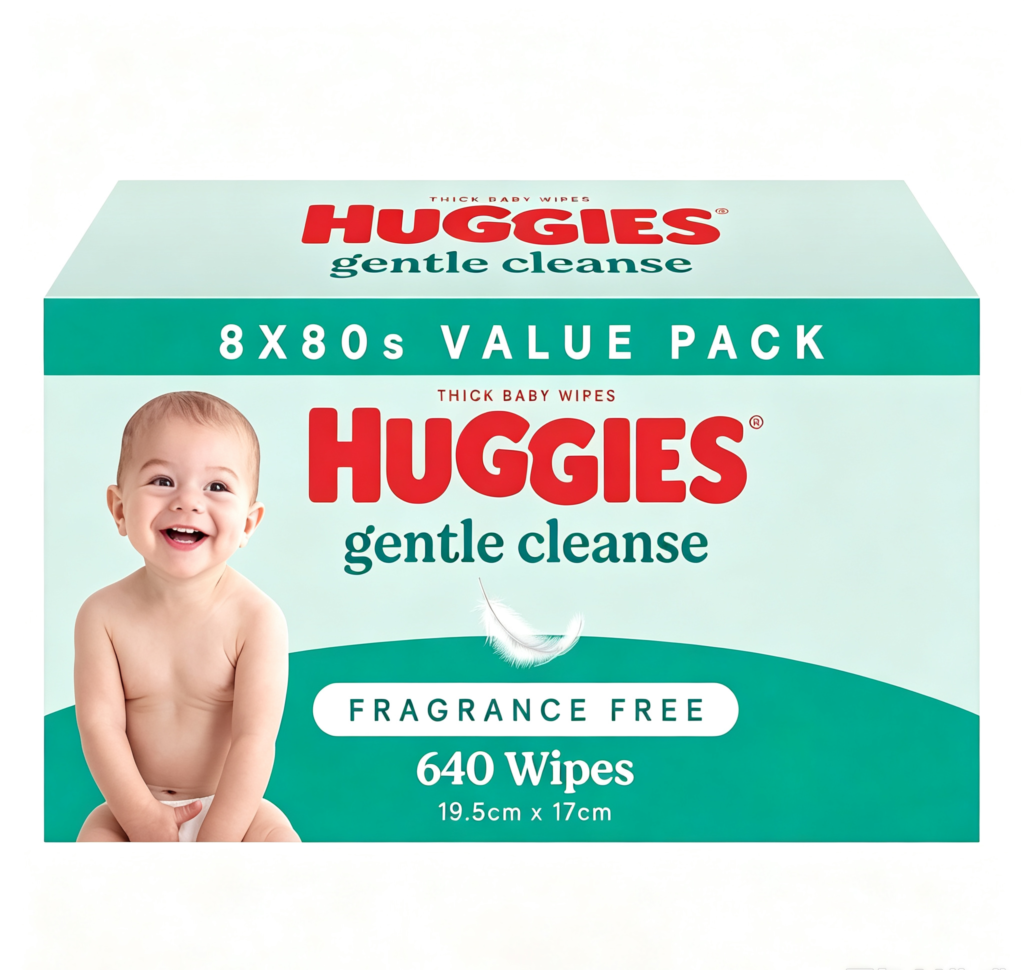 Huggies Gentle Cleanse Baby Wipes Fragrance Free 640 Pack (8 x 80 Pack)