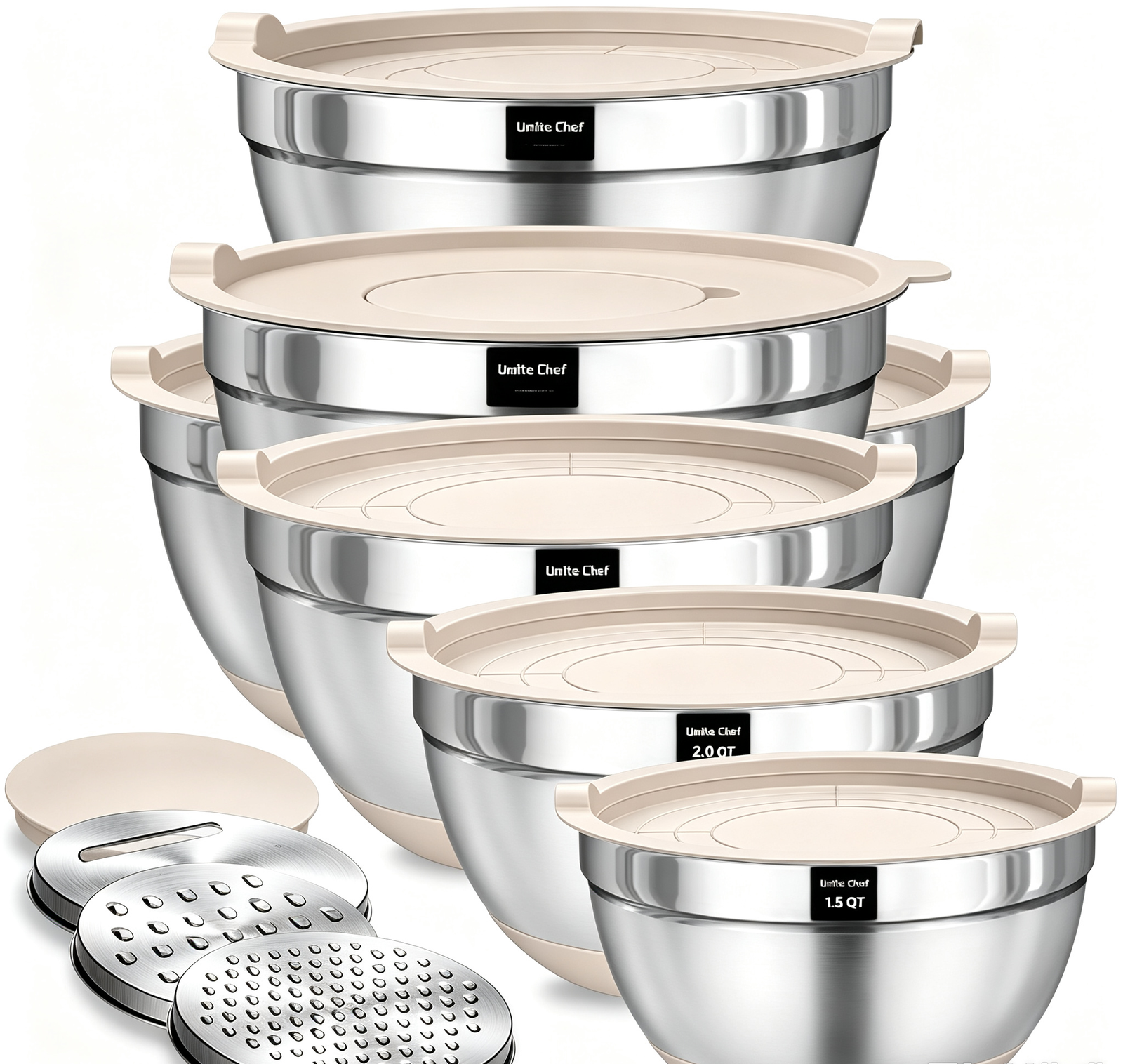 Umite Chef Mixing Bowls with Airtight Lids Set, 8PCS Stainless Steel