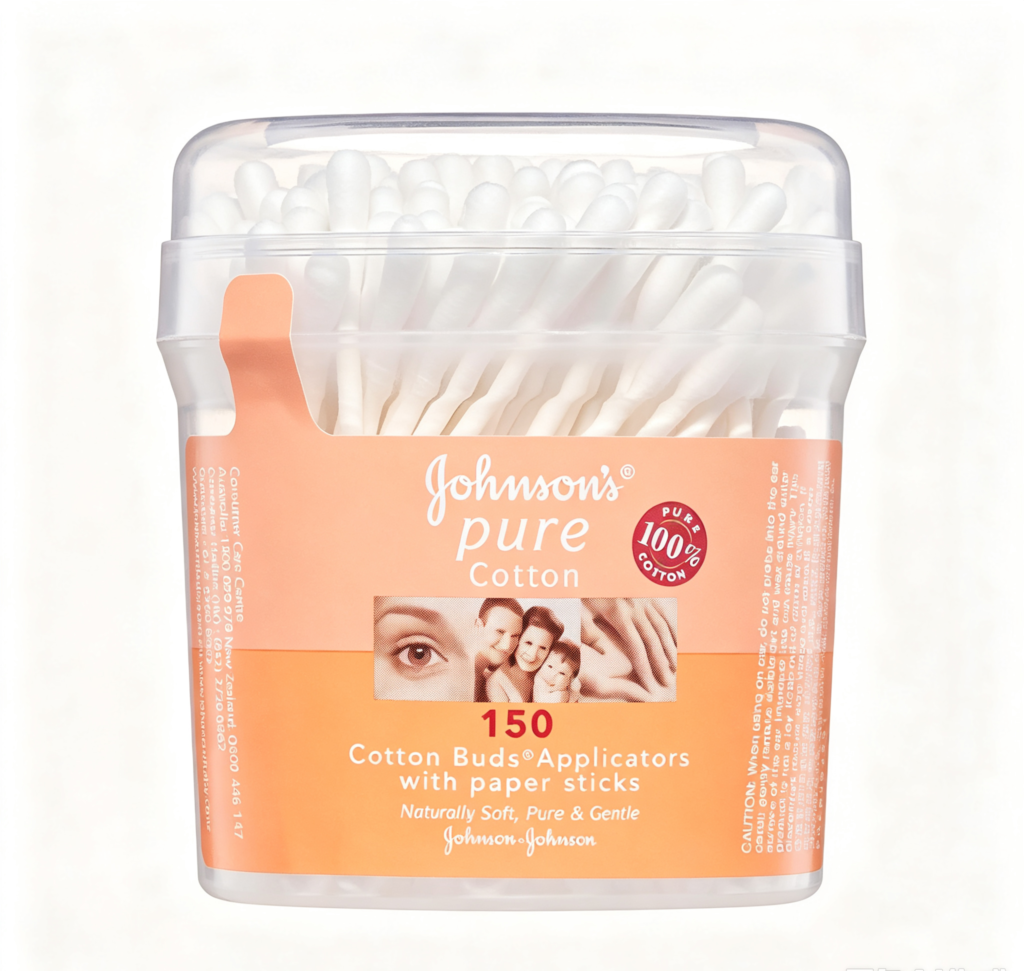 Johnsons Adult Pure Cotton Bud Applicators with Paper Sticks 150 Pack