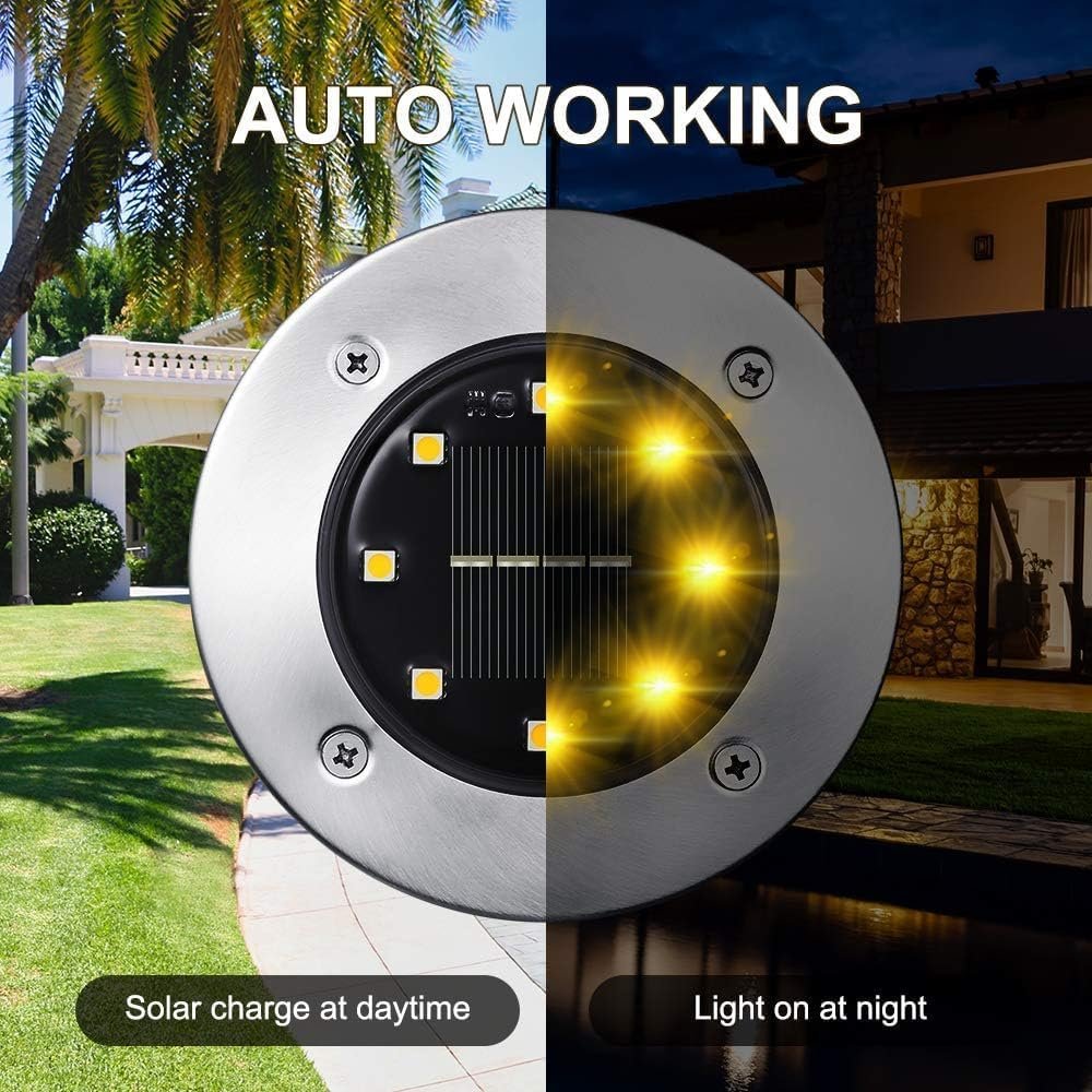 16 Pack Solar Lights Outdoor, IP65 Waterproof Flat Solar Disc Light. - Image 5