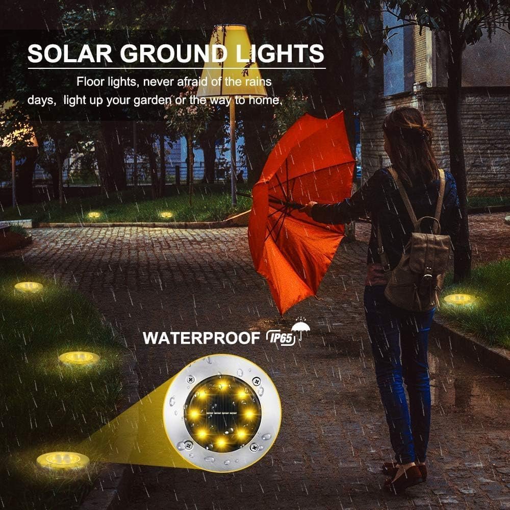 16 Pack Solar Lights Outdoor, IP65 Waterproof Flat Solar Disc Light. - Image 4
