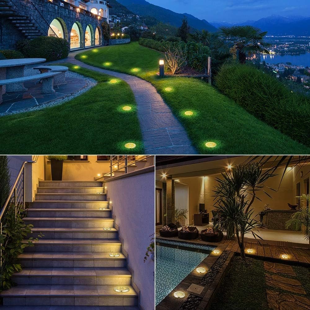16 Pack Solar Lights Outdoor, IP65 Waterproof Flat Solar Disc Light. - Image 2