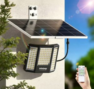 ntelamp Outdoor Solar Flood Lights With Super Large Solar Panel 20000mAh 3 Colors 5m Cable